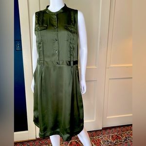 Banana Republic Silky Sleeveless Olive Dress, Women’s 14